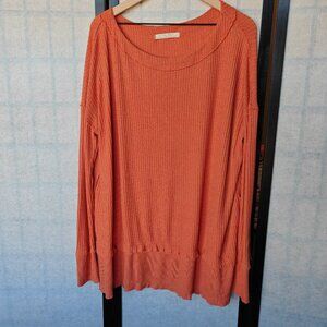 We The Free Women's North Shore Thermal Knit Boat Neck Orange Tunic Top